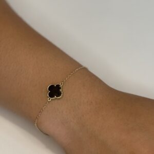 Náramok so štvorlístkom ónyx